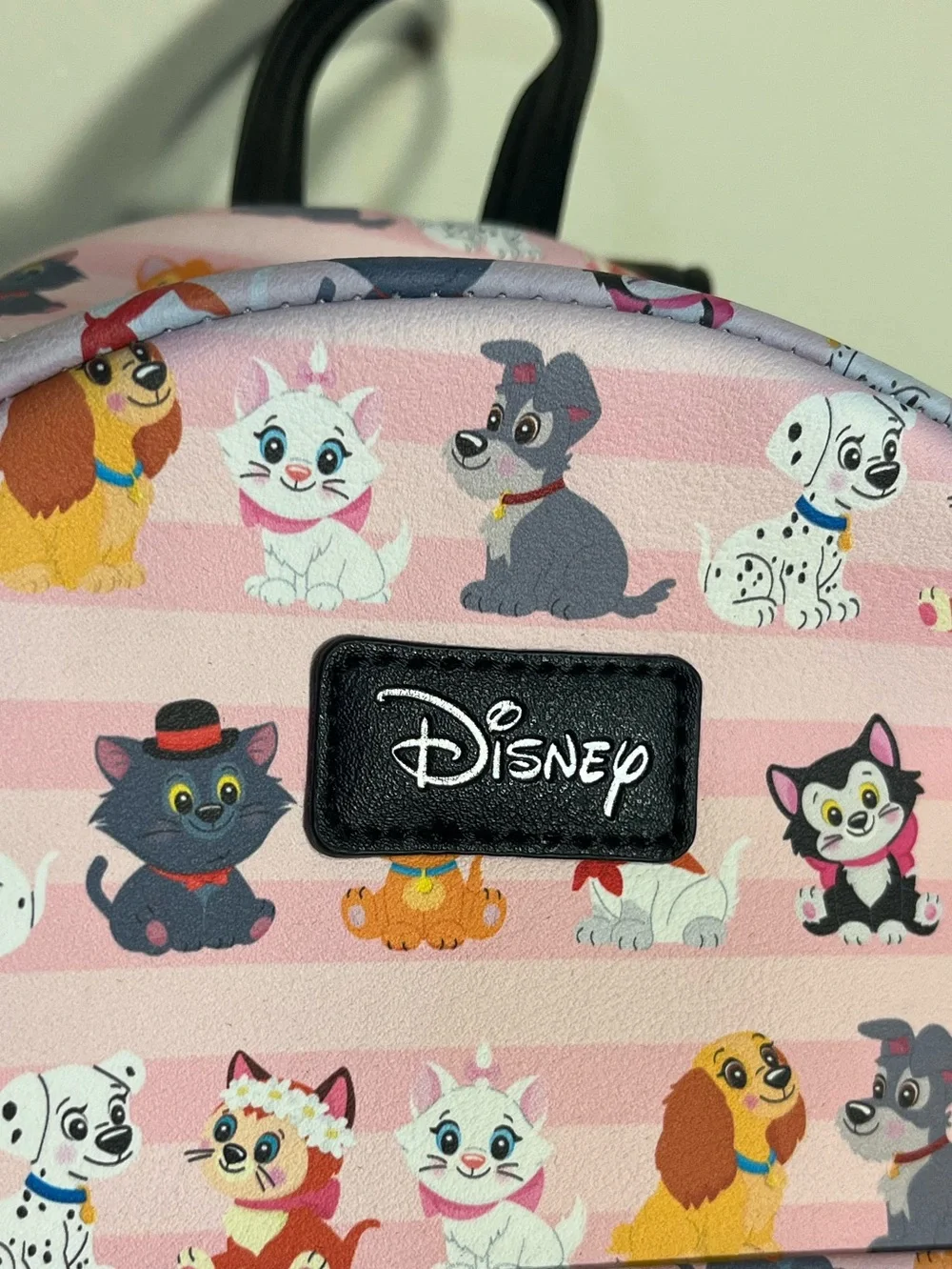 Loungefly Disney Cats & Dogs Mini Backpack Pink Stripe Animal Print